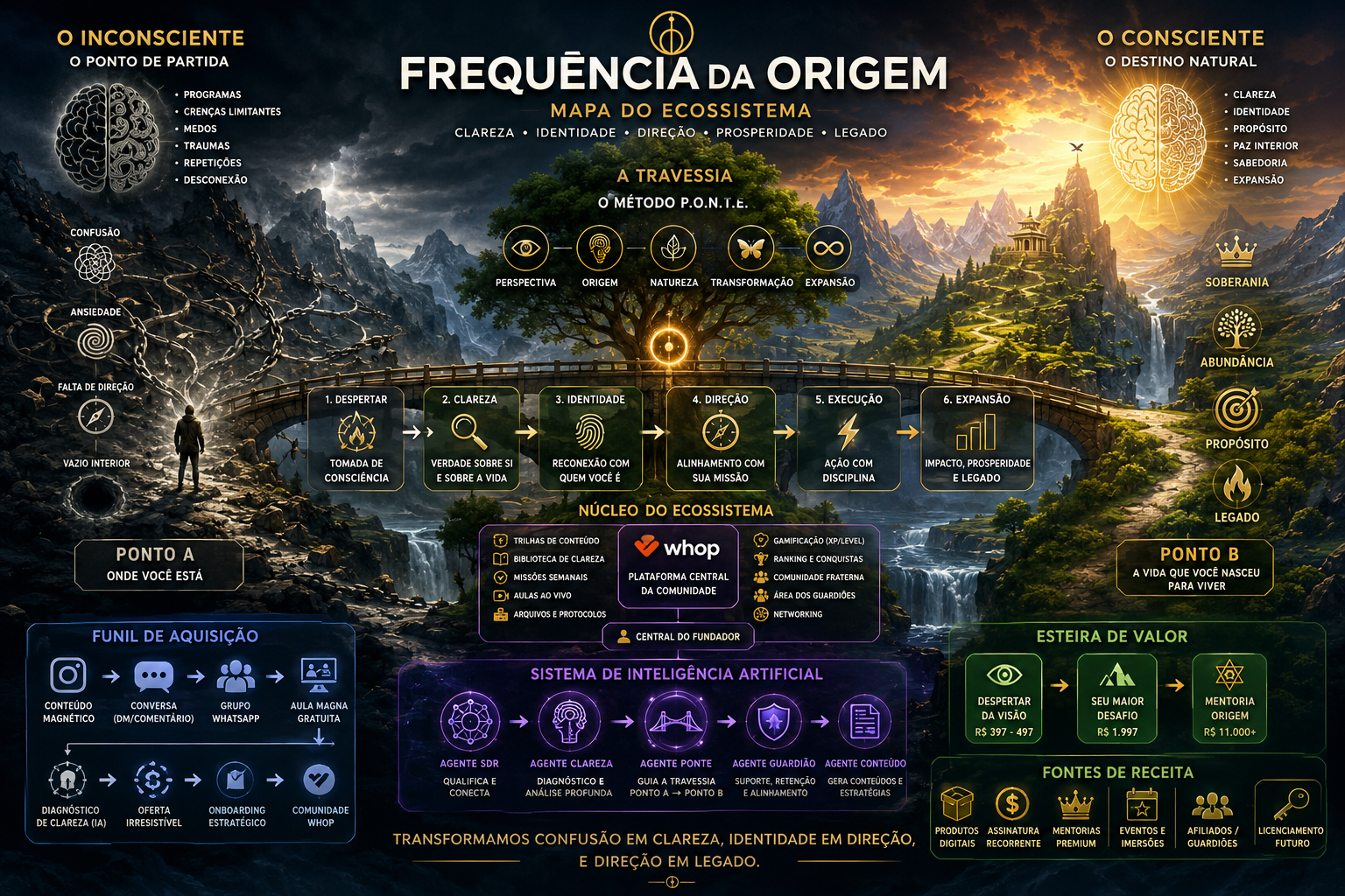 Mapa do Ecossistema Frequência da Origem — do inconsciente ao consciente através do Método P.O.N.T.E.