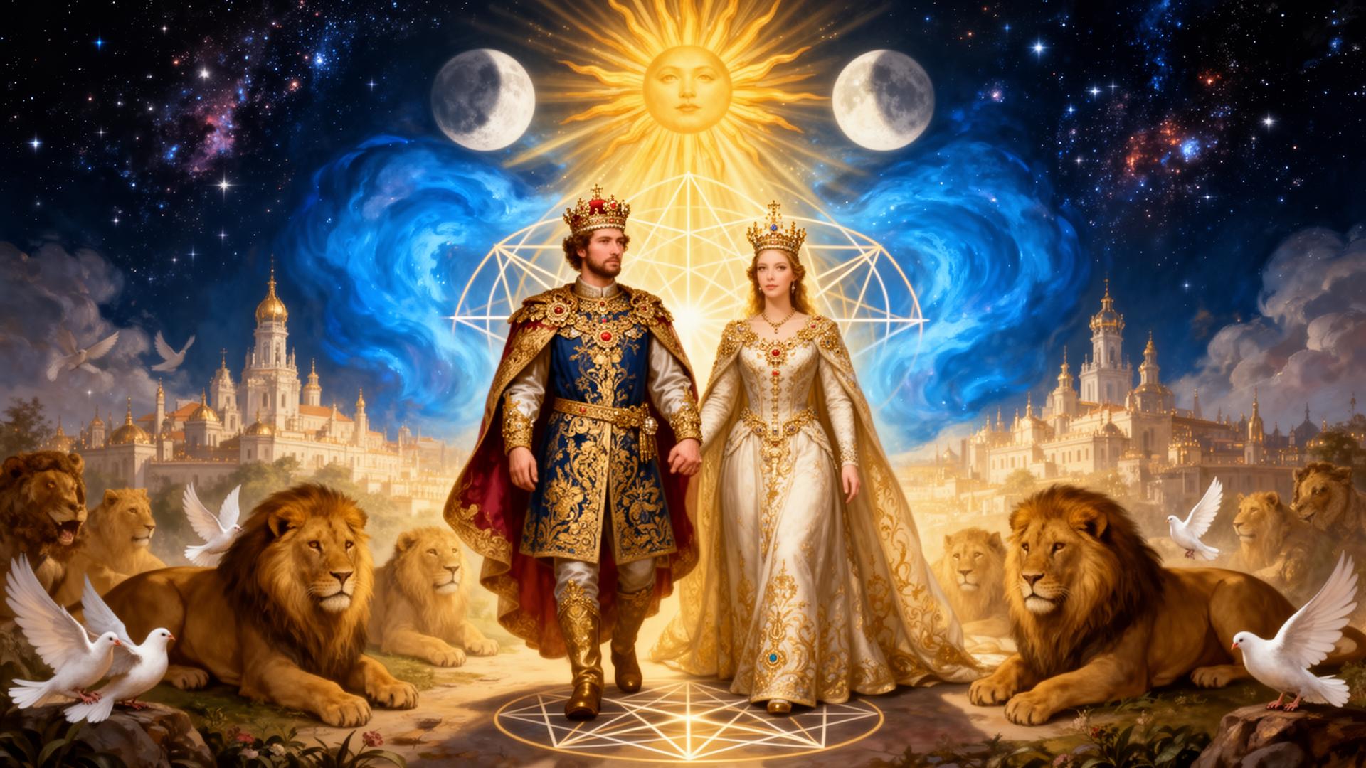 Imperador e Imperatriz caminhando juntos no reino expandido